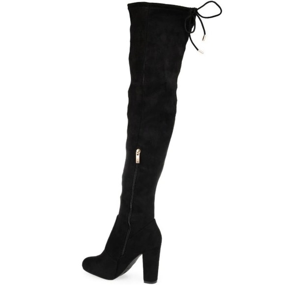 Journee Collection Women's Maya Block Heel Over the Knee Boots Black Size 7 - Picture 10 of 14